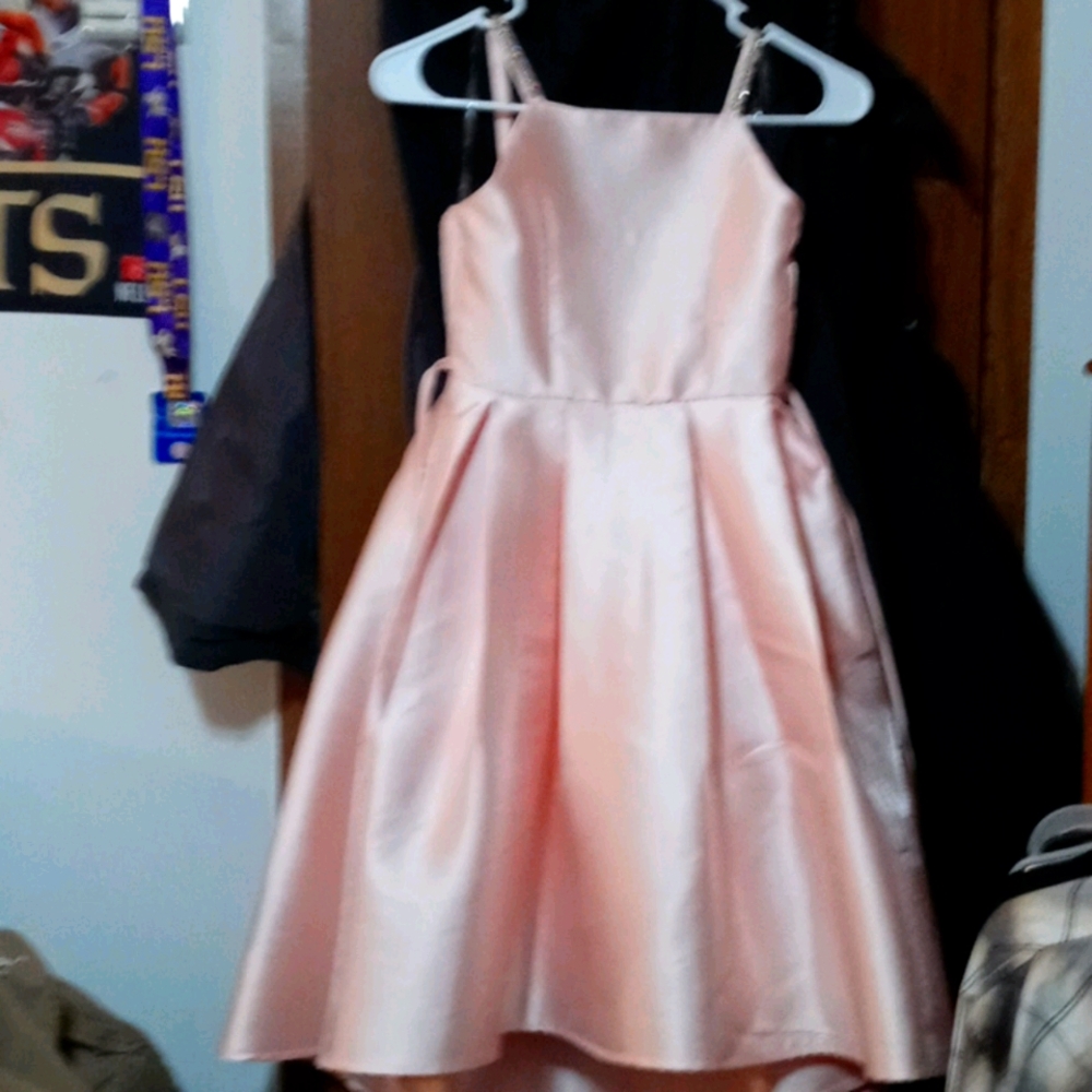 Pink little girls flower girl dress